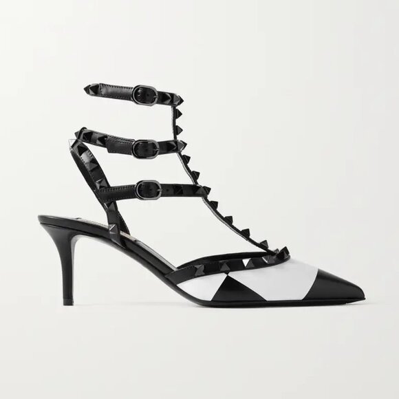 Valentino Rockstud Studded Caged Checkerboard Sandals Pumps Heels Shoes - Picture 1 of 16